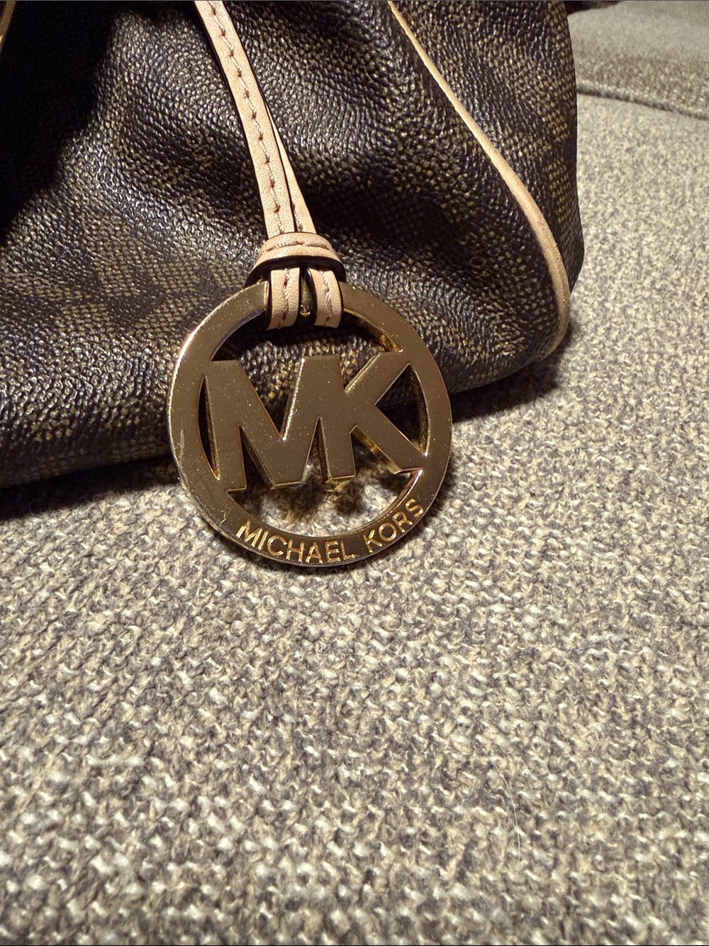 Michael Kors Dark Brown Logo Satchel with Light Beige Trim - Picture 6 of 15